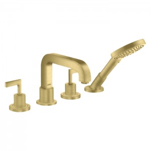 Axor Citterio Смеситель на борт ванны, на 4 отв., с ручкой: рычаг, с ручным душем, цвет: шлифованная медь