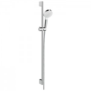 Hansgrohe Crometta Vario Unica Душевой набор: штанга 900mm, ручной душ, 1jet (Rain), EcoSmart, шланг, цвет: белый/хром Hansgrohe Crometta Vario Unica Душевой набор: штанга 900mm, ручной душ, 1jet (Rain), EcoSmart, шланг, цвет: белый/хром