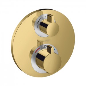 Hansgrohe Ecostat S Смеситель для душа, настенный, термостатический, цвет: полированное золото Hansgrohe Ecostat S Смеситель для душа, настенный, термостатический, цвет: полированное золото