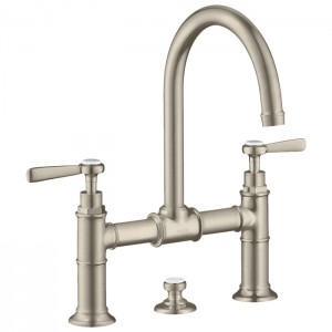 Axor Montreux, Смеситель для раковины 220,с двумя рычаговыми рукоятками, с донным клапаном, цвет: никель шлифованный