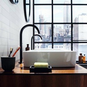 Axor One Смеситель для раковины, 1 отв., излив h260мм, Select, со сливом push-open, цвет: черный матовый