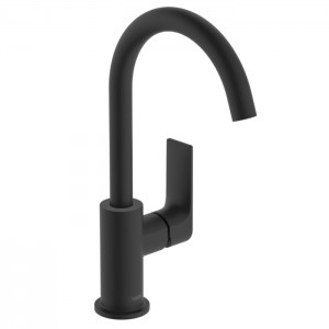 Hansgrohe Rebris E Смеситель для раковины, 1 отв., с поворотным изливом, с донным клапаном, цвет: черный матовый Hansgrohe Rebris E Смеситель для раковины, 1 отв., с поворотным изливом, с донным клапаном, цвет: черный матовый