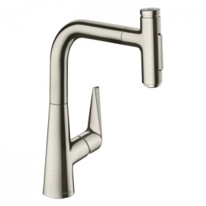 Hansgrohe Talis Смесиетель для раковины, на 1 отв., с выдвижным изливом, цвет: сталь Hansgrohe Talis Смесиетель для раковины, на 1 отв., с выдвижным изливом, цвет: сталь
