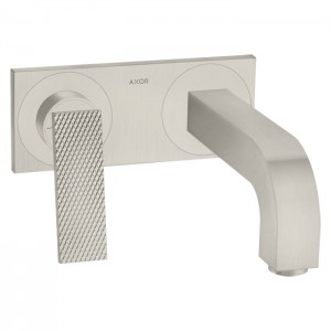 Axor Citterio Смеситель для раковины, встраиваемый, излив: 22см, с панелью, текстура, цвет: сталь