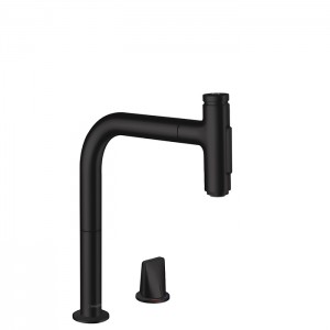 Hansgrohe Metris Select Кухонный смеситель 200, на 2 отв, с вытяжным изливом 2jet, цвет: черный матовый Hansgrohe Metris Select Кухонный смеситель 200, на 2 отв, с вытяжным изливом 2jet, цвет: черный матовый
