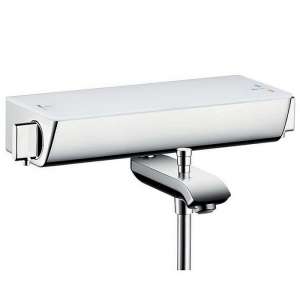 Hansgrohe Ecostat Select Термостат настенный для ванны на 2 источника, с изливом 216мм, с полочкой из безопасного стекла, цвет: хром Hansgrohe Ecostat Select Термостат настенный для ванны на 2 источника, с изливом 216мм, с полочкой из безопасного стекла, цвет: хром