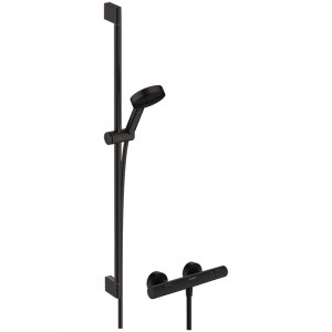 Hansgrohe Pulsify Душевой гарнитур с термостатическим смесителем, ручным душем и душевой штангой 90см, цвет: черный матовый Hansgrohe Pulsify Душевой гарнитур с термостатическим смесителем, ручным душем и душевой штангой 90см, цвет: черный матовый
