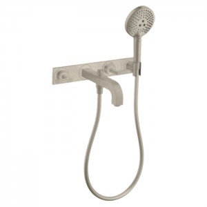 Axor Citterio Смеситель для ванны, встраиваемый, с ручным душем, ручка: рычаг, панель, цвет: шлифованный никель