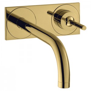 Axor Uno² Смеситель для раковины, встраиваемый, изилив: 22.5см., с панелью, цвет: полированное золото