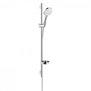 Hansgrohe Raindance Select S Душевой набор: штанга 90см., ручной душ 120, 3jet (Rain, RainAir, WhirlAir), мыльница, шланг, цвет: белый/хром Hansgrohe Raindance Select S Душевой набор: штанга 90см., ручной душ 120, 3jet (Rain, RainAir, WhirlAir), мыльница, шланг, цвет: белый/хром