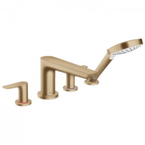 Hansgrohe Talis E Смеситель на борт ванны, на 4 отв, с ручным душем, излив: 19.6см, цвет: шлифованная бронза Hansgrohe Talis E Смеситель на борт ванны, на 4 отв, с ручным душем, излив: 19.6см, цвет: шлифованная бронза
