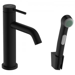 Hansgrohe Tecturis S Смеситель для раковины, 1 отв., EcoSmart+, с гигиеническим душем и шлангом 160см., цвет: черный матовый Hansgrohe Tecturis S Смеситель для раковины, 1 отв., EcoSmart+, с гигиеническим душем и шлангом 160см., цвет: черный матовый