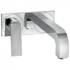 Axor Citterio Смеситель для раковины, встраиваемый, излив 220 мм, с панелью, с текстурой, внешняя часть, цвет: хром