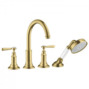 Axor Montreux Смеситель на борт ванны, на 4 отв., с ручным душем, ручка: рычаг, цвет: шлифованная медь