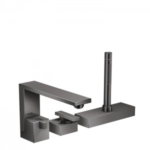 Axor Edge Смеситель на борт ванны, на 3 отв., с ручным душем, излив 210мм, алмазная огранка, цвет: черный