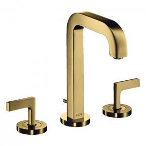 Axor Citterio Смеситель для раковины 170, на 3 отв., ручка: рычаг, с донным клапаном, цвет: полированное золото