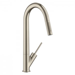 Axor Starck Смеситель для кухни, на 1 отв., с вытяжным изливом, цвет: шлифованный никель