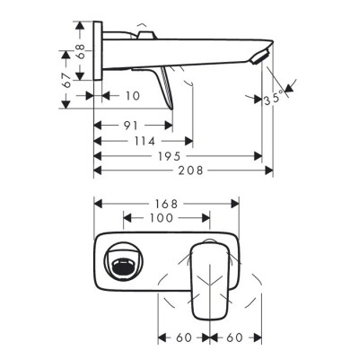 Hansgrohe Logis, Смеситель для раковины, излив 195 мм, внешняя часть, Цвет: хром