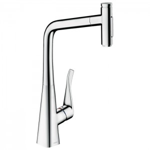 Hansgrohe Metris Select M71 Смеситель для кухни, на 1 отв, поворотный излив: 23.5см с вытяжным душем, 2jet, h: 33.3см, sBox, цвет: хром Hansgrohe Metris Select M71 Смеситель для кухни, на 1 отв, поворотный излив: 23.5см с вытяжным душем, 2jet, h: 33.3см, sBox, цвет: хром