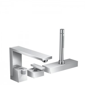 Axor Edge Смеситель на борт ванны, на 3 отв., с ручным душем, излив 210мм, алмазная огранка, цвет: хром