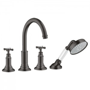 Axor Montreux Смеситель на борт ванны, на 4 отв., с ручным душем, цвет: шлифованный черный хром