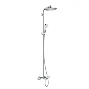 Hansgrohe Crometta Showerpipe S 240 SHP: термостат для ванны + стойка с верхним душем 240мм + ручной душ со шлангом 160мм, цвет: хром Hansgrohe Crometta Showerpipe S 240 SHP: термостат для ванны + стойка с верхним душем 240мм + ручной душ со шлангом 160мм, цвет: хром