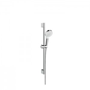 Hansgrohe Crometta Vario Unica Душевой набор: штанга 650mm, ручной душ, 2jet (Rain, IntenseRain), шланг, цвет: белый/хром Hansgrohe Crometta Vario Unica Душевой набор: штанга 650mm, ручной душ, 2jet (Rain, IntenseRain), шланг, цвет: белый/хром