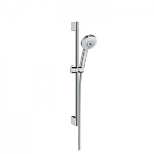Hansgrohe Crometta Multi Душевой набор: штанга 65см., ручной душ 100, 3jet (Rain, Turbo Rain, массажная), шланг, цвет: белый/хром Hansgrohe Crometta Multi Душевой набор: штанга 65см., ручной душ 100, 3jet (Rain, Turbo Rain, массажная), шланг, цвет: белый/хром