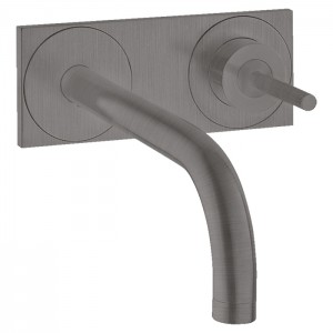 Axor Uno² Смеситель для раковины, встраиваемый, с панелью, излив: 16.5см, внешняя часть, цвет: шлифованный черный