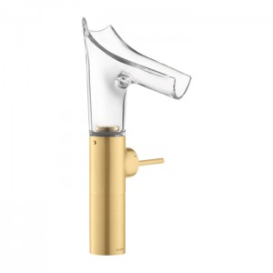 Axor Starck V Смеситель для раковины 220, на 1 отв., со стеклянным изливом, цвет: шлифованное золото