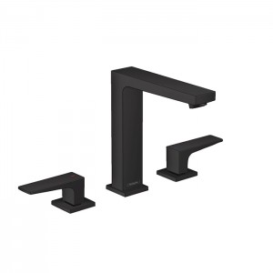 Hansgrohe Metropol Смеситель для раковины 160, на 3 отв, с донным клапаном, излив 152мм, цвет: черный матовый Hansgrohe Metropol Смеситель для раковины 160, на 3 отв, с донным клапаном, излив 152мм, цвет: черный матовый