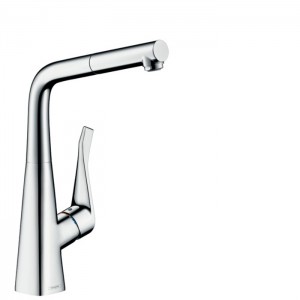 Hansgrohe Metris M71 Смеситель для кухни, на 1 отв, поворотный излив: 21.9см с вытяжным душем, 1jet, h315мм, sBox, цвет: хром Hansgrohe Metris M71 Смеситель для кухни, на 1 отв, поворотный излив: 21.9см с вытяжным душем, 1jet, h315мм, sBox, цвет: хром