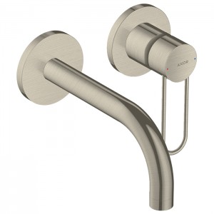 Axor Uno Встраиваемый смеситель для раковины, на 2 отв., излив 165мм, с незапираемым донным клапаном, внешняя часть, цвет: шлифованный никель