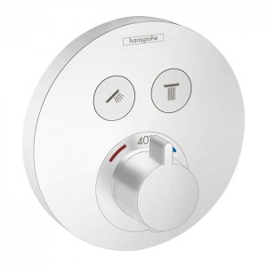 Hansgrohe ShowerSelect S Смеситель для душа, встраеваемый, термостатический, на 2 выхода, цвет: матовый белый Hansgrohe ShowerSelect S Смеситель для душа, встраеваемый, термостатический, на 2 выхода, цвет: матовый белый