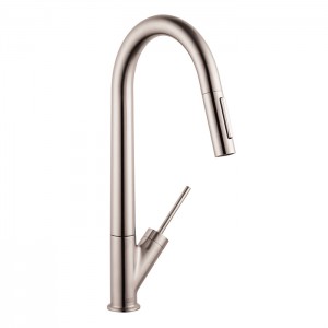 Axor Starck Смеситель для кухни, однорычажный, на 1 отв, с выдвижным душем, излив 235мм, цвет: под сталь