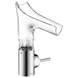 Axor Starck V Смеситель для раковины 140, на 1 отв., со стеклянным изливом, с фасетной огранкой, цвет: хром
