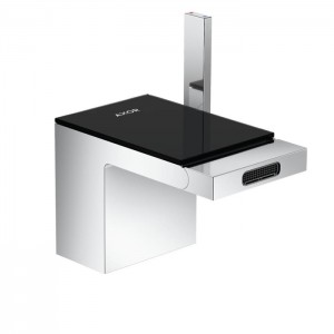 Axor MyEdition Смеситель для биде, на 1 отв., излив 145мм, с донным клапаном, цвет: хром/черное стекло