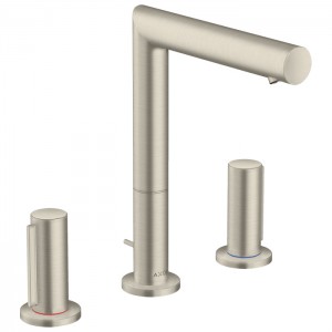 Axor Uno Смеситель для раковины 200, на 3 отв., излив 183мм, с розетками с донным клапаном ( рук. zero), цвет: шлифованный никель