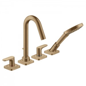 Axor Citterio M Смеситель на борт ванны, на 4 отв., с ручным душем, цвет: шлифованная бронза