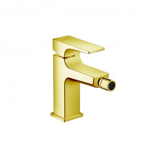 Hansgrohe Metropol Смеситель для биде на 1 отв, с донным клапаном, излив 129мм, цвет: золото Hansgrohe Metropol Смеситель для биде на 1 отв, с донным клапаном, излив 129мм, цвет: золото