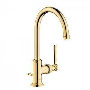 Axor Montreux Смеситель для раковины, на 1 отв., излив 175мм, с донным клапаном, цвет: полированное золото