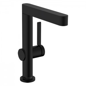 Hansgrohe Finoris Смеситель для раковины, на 1 отв., с поворотным изливом, с донным клапаном, цвет: черный матовый Hansgrohe Finoris Смеситель для раковины, на 1 отв., с поворотным изливом, с донным клапаном, цвет: черный матовый