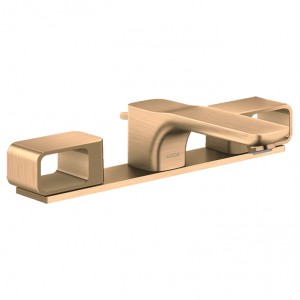 Axor Urquiola Смеситель для раковины 50, на 3 отв., с панелью и донным клапаном, цвет: шлифованная бронза