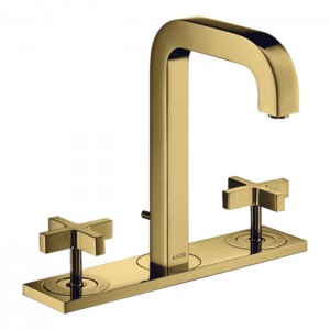 Axor Citterio Смеситель для раковины 170, на 3 отв., с панелью, с донным клапаном, цвет: полированное золото