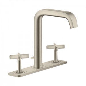 Axor Citterio E Смеситель для раковины, на 3 отв., с панелью и донным клапаном, цвет: шлифованный никель