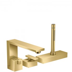 Axor Edge Смеситель на борт ванны, на 3 отв., с ручным душем, излив 210мм, цвет: золото