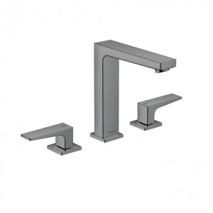 Hansgrohe Metropol Смеситель для раковины 160, на 3 отв, с донным клапаном, излив 152мм, цвет: шлифованный черный хром Hansgrohe Metropol Смеситель для раковины 160, на 3 отв, с донным клапаном, излив 152мм, цвет: шлифованный черный хром