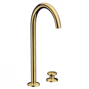 Axor One Смеситель для раковины Sel 260, на 2 отв., высокий, с донным клапаном Push-Open, цвет: полированное золото