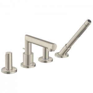 Axor Uno Смеситель на борт ванны, на 4 отв.,с ручным душем, внешняя часть, цвет: шлифованный никель