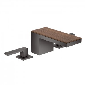 Axor MyEdition Смеситель для раковины, на 3 отв., излив 200мм, с донным клапаном (без панели), цвет: полированный черный